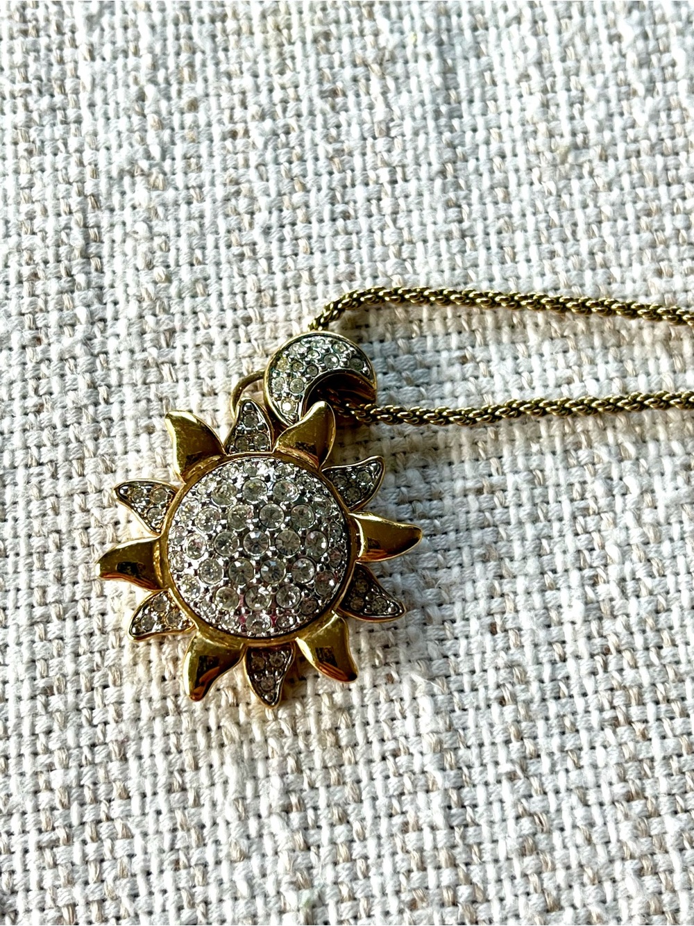 Swarovski Gold Sun Crystal Pendant Necklace